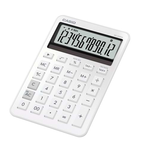 Casio MS-200DQ-WE 12 Hane Beyaz Üstü Hesap Makinesi