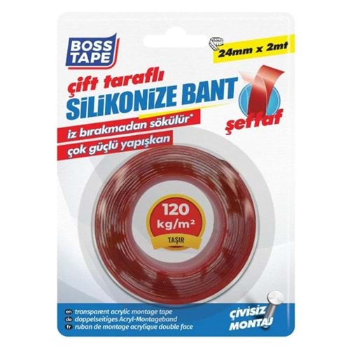 Boss Tape Akrilik Çift Taraflı Bant 24mmx2mt Bt-01