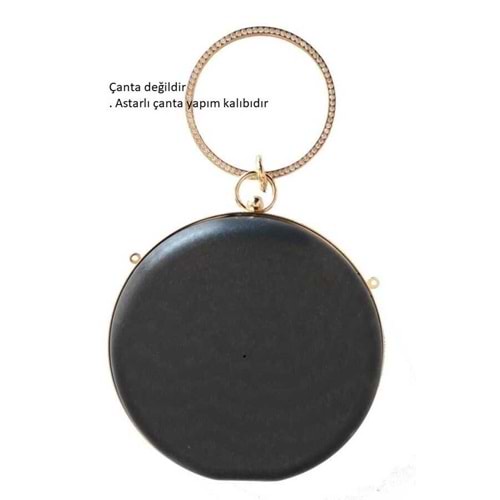 Çanta Aksesuar Abiye Çanta Kalıbı Yuvarlak Lİght Gold Metalli (Astarlı)