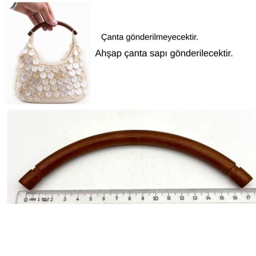 Çanta Aksesuar Oval Koyu Renk Tek Ahşap Çanta Sapı 17 Cm