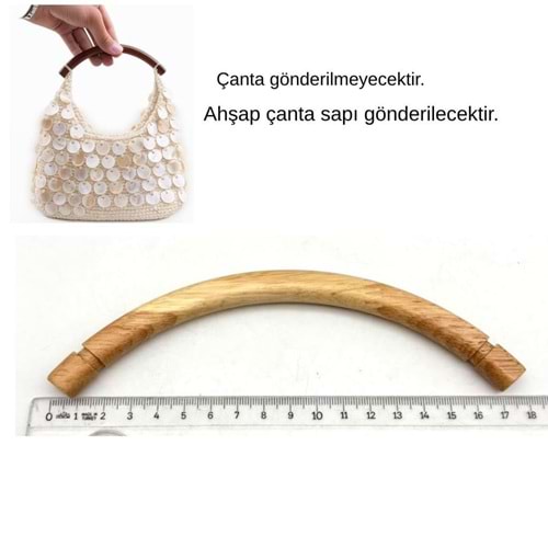 Çanta Aksesuar Oval Açık Renk Tek Ahşap Çanta Sapı 17 Cm