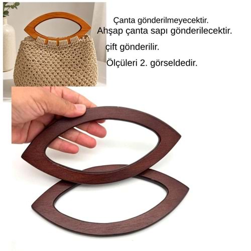 Çanta Aksesuar Kayık Model Koyu Renk Ahşap Çanta Sapı