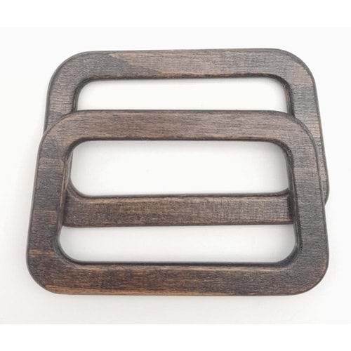 Çanta Aksesuar Eğik Dörtgen Model 7.5x12.5 cm Haki Renk Ahşap Çanta Sapı