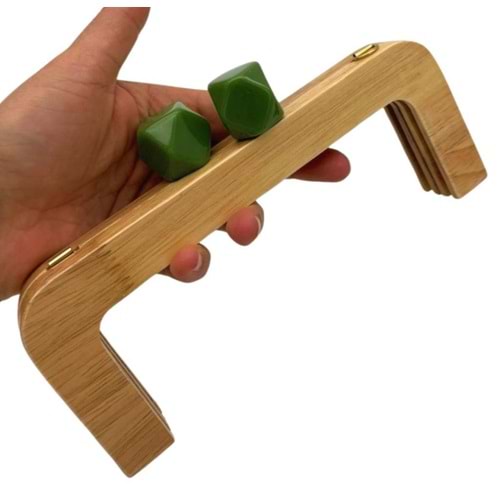 Çanta Aksesuar 20 Cm Yeşil Başlıklı Ahşap Burs