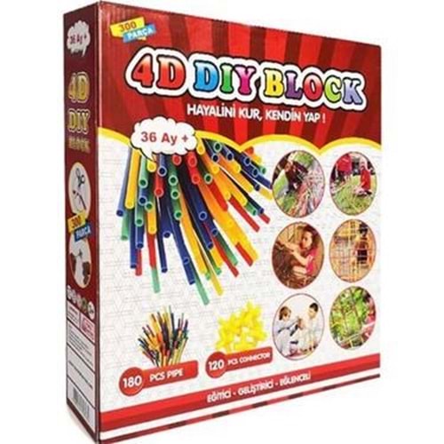 4D Dıyblock Bambu Renkli Çubuklar 300 Prç