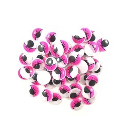 Renkli Oynar Göz Kirpikli 20Mm 1000li Pembe