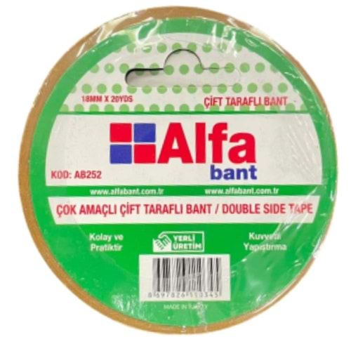 Alfa Çift Taraflı Bant 18mmx20Yr AB252