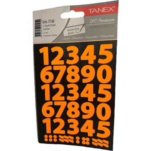 Tanex Rakam Etiketi 23mm FLO Turuncu 2 Li STC-560