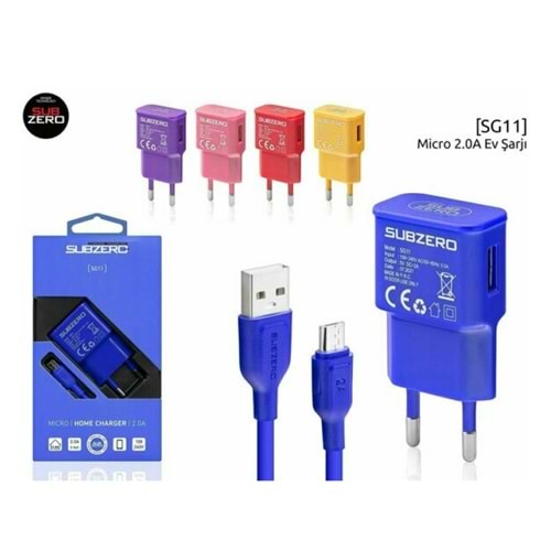 Subzero SG11 2.0A 5 V Micro USB Renkli Şarj Aleti