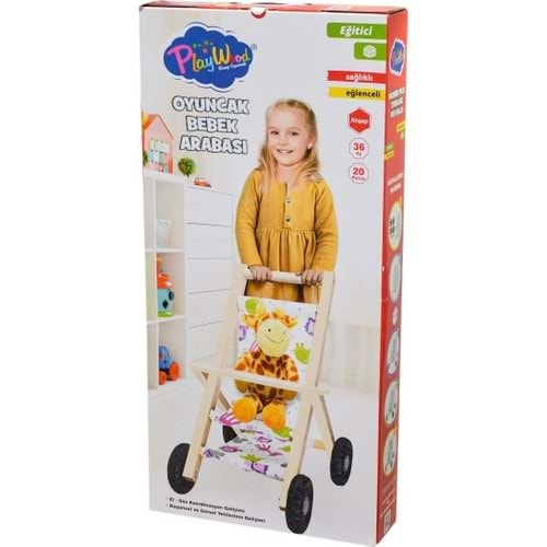 Play Wood Kutuda Ahşap Oyuncak Bebek Arabası ONY-386