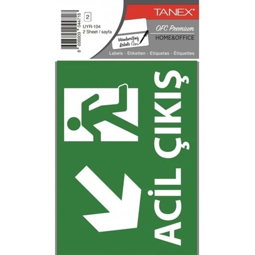 Tanex Uyr-104 Acil Çıkış-4 Uyarı Etiketi 2 Ad.