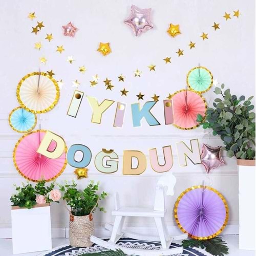 İyi Ki Doğdun Makaron Banner Varaklı