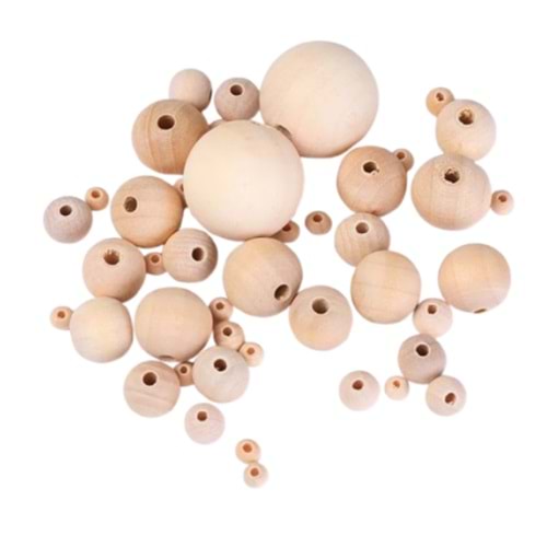 Ahşap Boncuk Natural Askılı Karışık