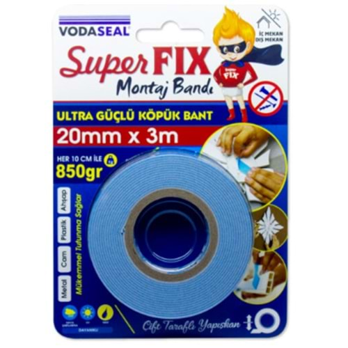 Vodaseal Super Fıx Köpük Bant 20mmX3m (Metal-Cam-Plastik-Ahşap)