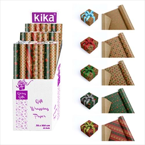 Kika Rulo Hediye Paket Kağıdı 70x100 Yılbaşı (1 Adet)