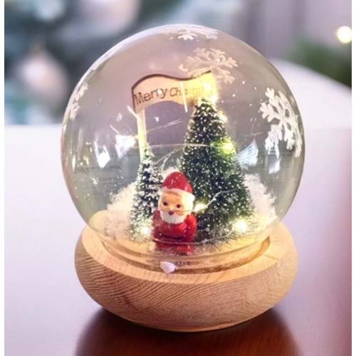 Ledli Cam Küre Merry Christmas Karlı - Süs Eşya
