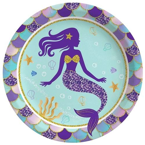 Karton Tabak Deniz Kızı 23cm 8li