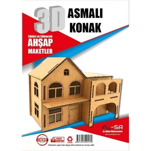 Alsa 3D Ahşap Maket Yap Boya Asmalı Konak