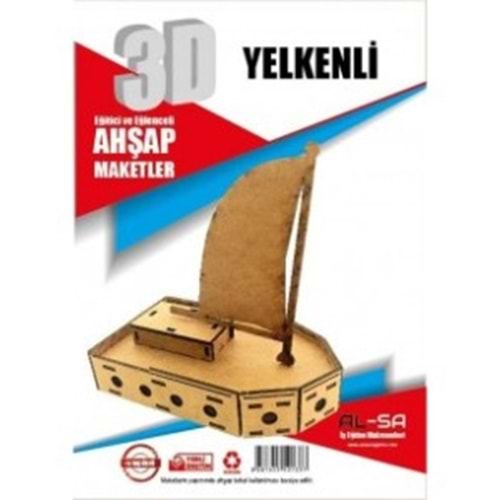 Alsa 3D Ahşap Maket Yap Boya Yelkenli