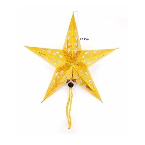 Karton Yıldız 3D Hologramlı 22cm Altın