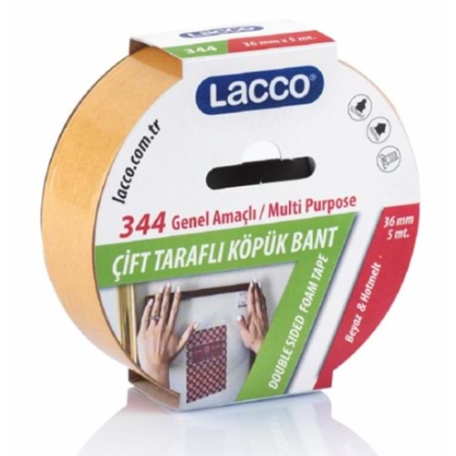 Lacco Çift Taraflı Köpük Bant 36Mmx5M 344