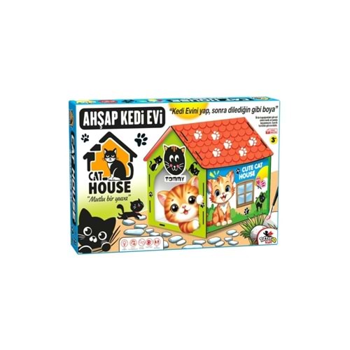 Totteriq Ahşap Boyama Kedi Evi 3006