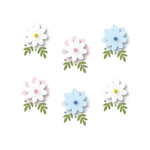 Kağıt Banner Çiçek Tema Ponponlu 6 Parça