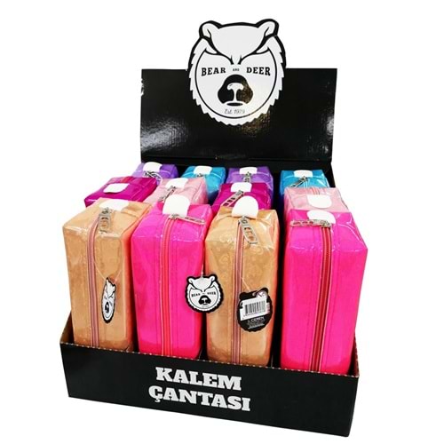 B&D Kalem Çantası Büyük Boy Kalp Desenli