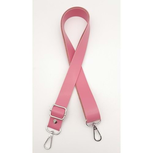 Çanta Aksesuar Suni Deri Ayarlı Çanta Sapı 120X2.4 Cm Fuşya Gümüş Metal
