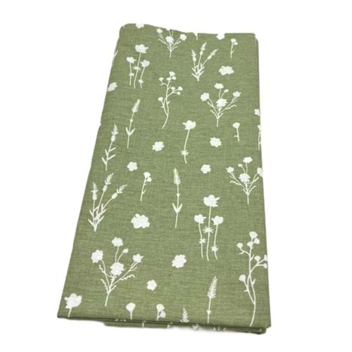 Çanta Aksesuar 120x50 cm Pamuklu Astarlık Kumaş Kır Çiçeği Desenli Yeşil