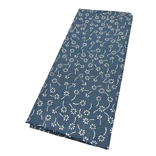 Çanta Aksesuar 120x50 cm Pamuklu Astarlık Kumaş Mavi Çıtır Çiçek Desen