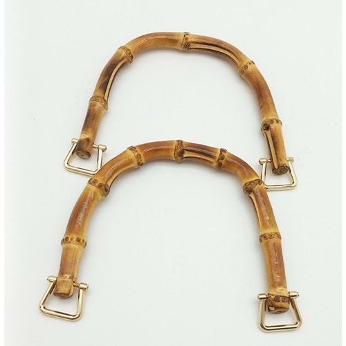 Çanta Aksesuar Light Gold Halkalı Gerçek Bambu Çanta Sapı 16X12 Cm