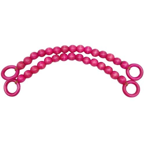 Çanta Aksesuar 20 mm Ahşap Boncuklu 37 cm Fuşya Renk Çanta Sapı
