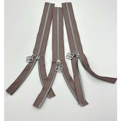 Çanta Aksesuar Başlıklı Fermuar Set 30 Cm Gümüş Metal Vizon 3 Adet