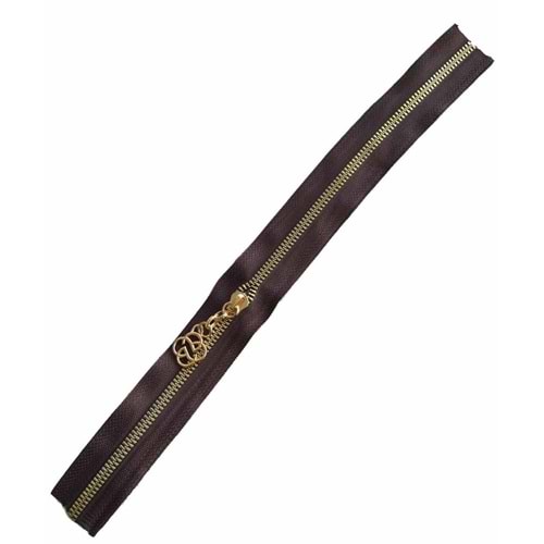 Çanta Aksesuar Başlıklı Fermuar 40 Cm Light Gold Metal Koyu Kahve