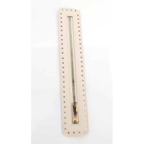 Çanta Aksesuar Derili Fermuar Yeni Model Krem 30 Cm Light Gold