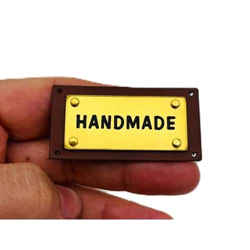 Çanta Aksesuar 5x2.5 Cm Derili Metal Handmade Etiket