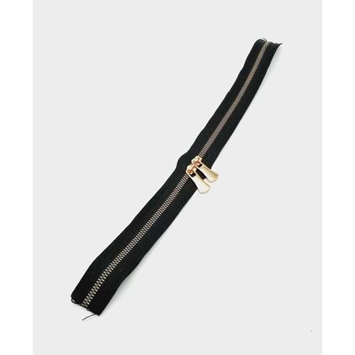 Çanta Aksesuar Çift Başlı Siyah Fermuar Light Gold Metal 40 Cm