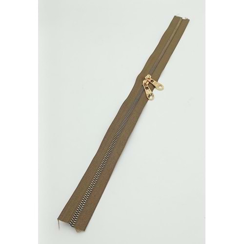 Çanta Aksesuar Çift Başlı Vizon Fermuar Light Gold Metal 40 Cm