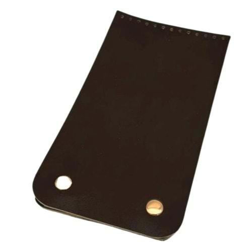 Çanta Aksesuar 11x19 cm Gerçek Deri Çift Mıknatıslı Koyu Kahve Renk Çanta Kapağı Light Gold Metalli
