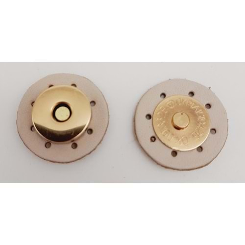 Çanta Aksesuar Gerçek Derili Mıknatıslı Çıtçıt Krem Light Gold Metalli