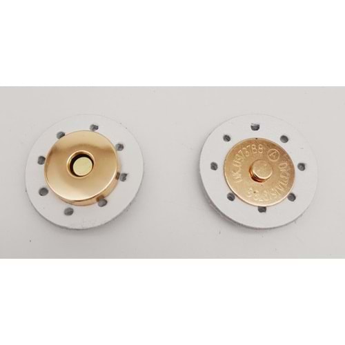 Çanta Aksesuar Gerçek Derili Mıknatıslı Çıtçıt Beyaz Light Gold Metalli