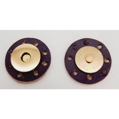 Çanta Aksesuar Gerçek Derili Mıknatıslı Çıtçıt Mor Light Gold Metalli