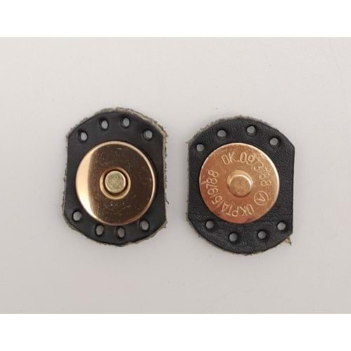 Çanta Aksesuar Siyah Renk Gerçek Derili Oval Kenar Mıknatıslı Çıtçıt Light Gold Metalli