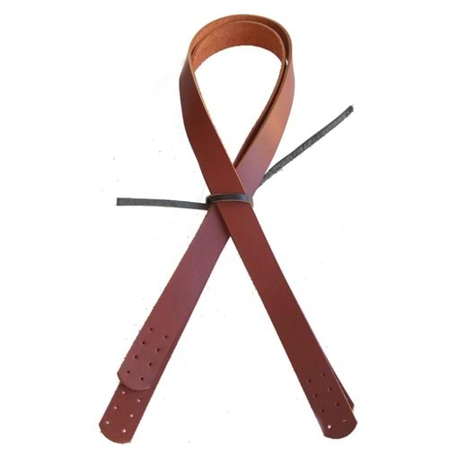 Çanta Aksesuar Kızıl Kahve Renk Gerçek Deri 70X2.3 Cm Çift Sap