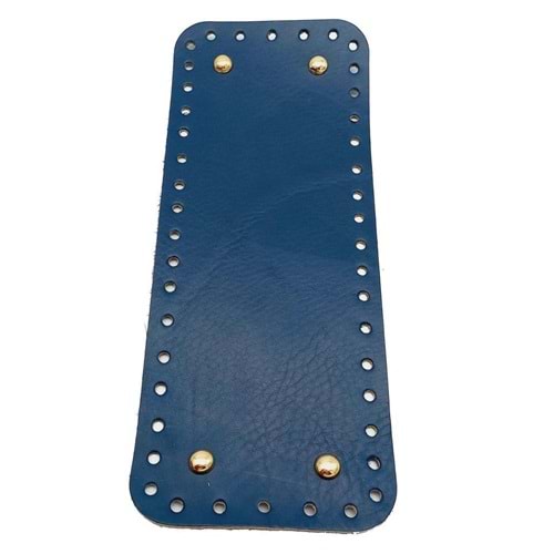 Çanta Aksesuar Gerçek Deri Lacivert 30X12 cm Dikdörtgen Light Gold Metalli Çanta Tabanı