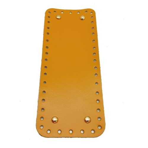 Çanta Aksesuar Gerçek Deri Hardal Sarı 30X12 cm Dikdörtgen Light Gold Metalli Çanta Tabanı