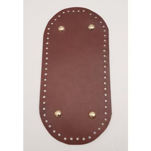 Çanta Aksesuar Gerçek Deri Kızıl Kahve 25X12 cm Oval Light Gold Metalli Çanta Tabanı