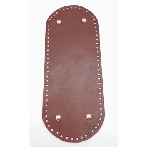 Çanta Aksesuar Gerçek Deri Kızıl Kahve 30X12 cm Oval Light Gold Metalli Çanta Tabanı