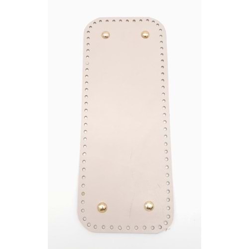 Çanta Aksesuar Gerçek Deri Bej 30X12 cm Dikdörtgen Light Gold Metalli Çanta Tabanı